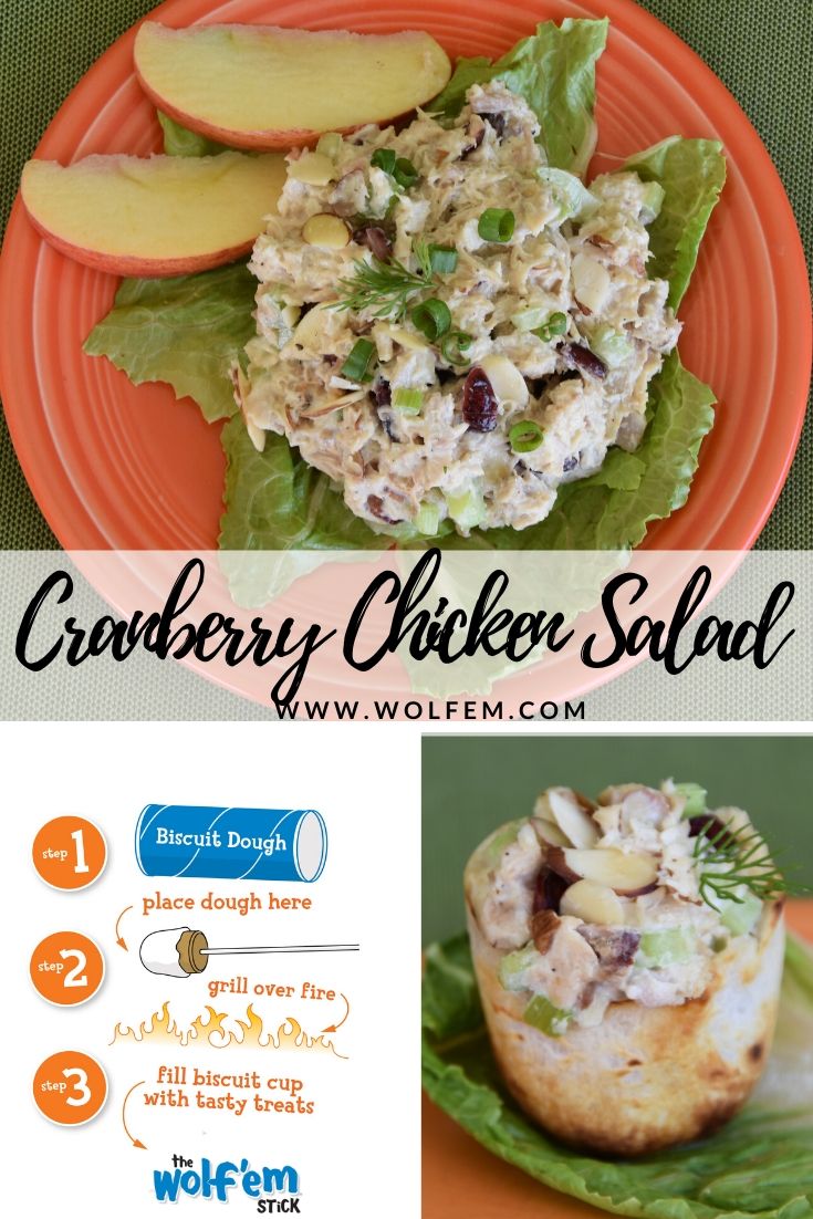 This simple salad is sure to become a favorite!  The tasty blend of flavors and make this a perfect salad to bring to family gathers, serve for a lady's lunch and add to your Wolf'em biscuit cup - a unique campfire treat that is enjoyed all year long!